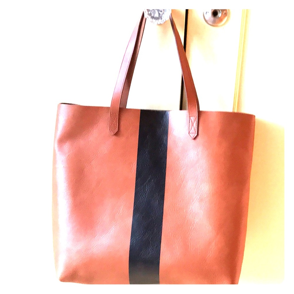 Madewell Paint Stripe Transport Leather Tote